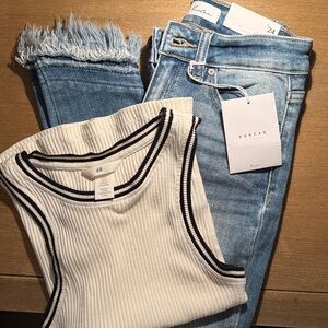 BUNDLE NWT Kancan Camila Mid Rise Ankle Skinny 1/24 & H&M Ribbed Tank XS